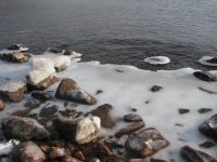   :  , . Photo of Lake Baikal in winter. Southern coast of Lake Baikal in winter, in January