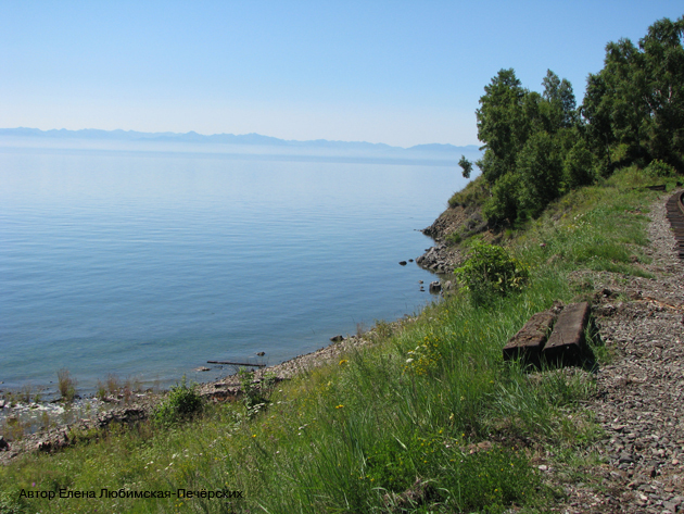   .  .      . Photo of Lake Baikal. Southern coast of Lake Baikal, Circum-Baikal Railway, in August